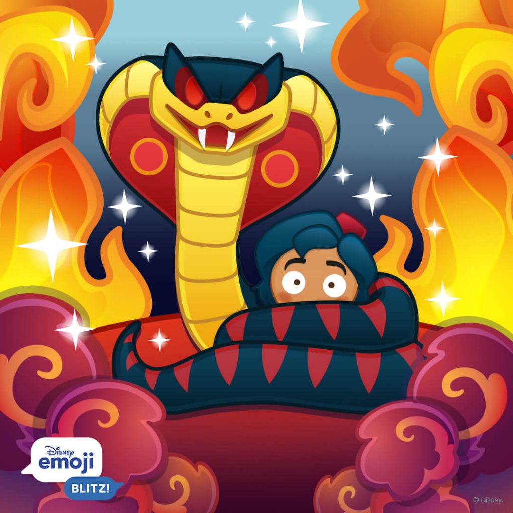 Snake Jafar and Aladdin Emojis, Disney Emoji Blitz