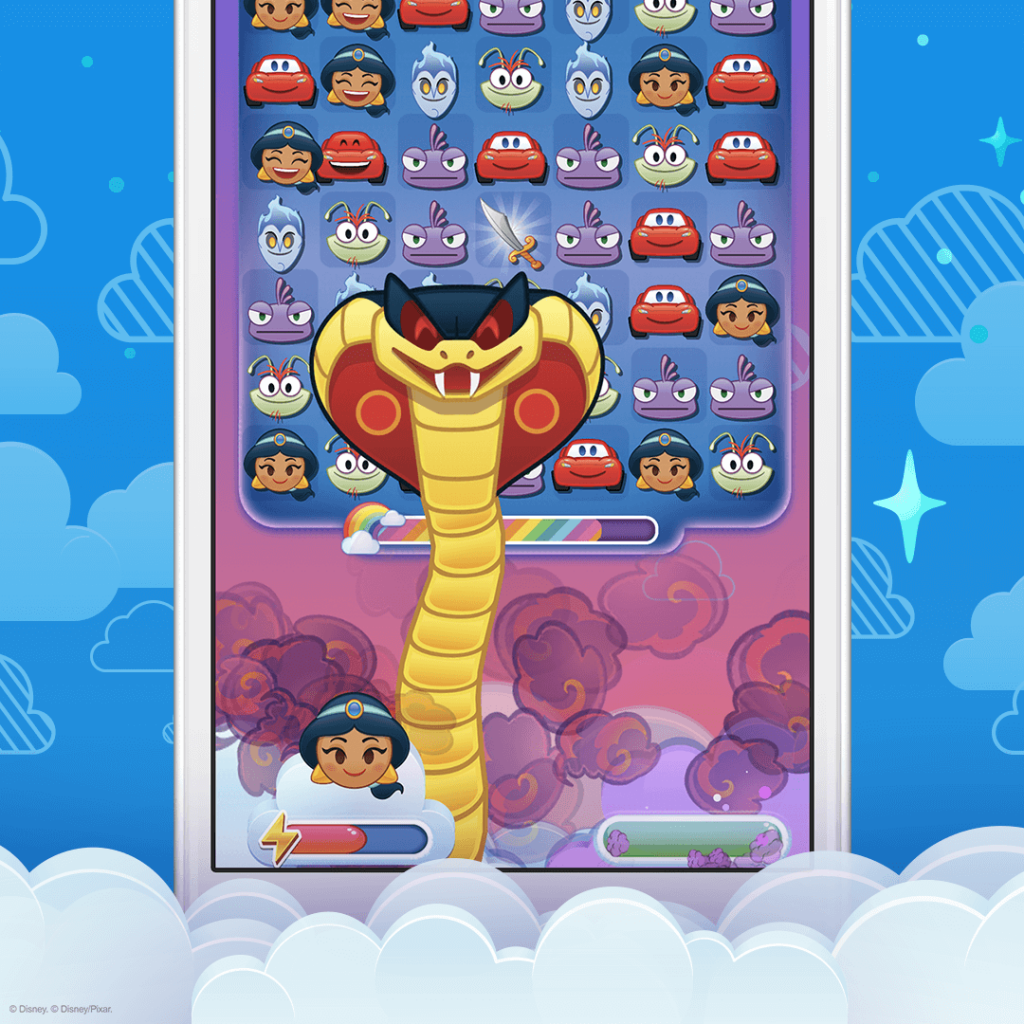 Snake Jafar Villain power, Disney Emoji Blitz